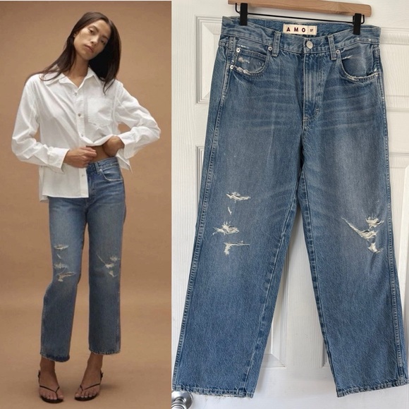NWOT AMO Denim Billie Cropped Wide Straight Leg Jeans In My Love Size 27